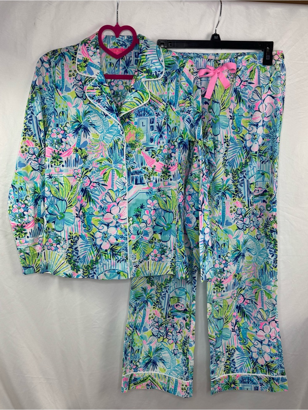 Lilly Pulitzer “Lilly’s House” Blue Floral Button-Front Pajama Top and Bottom XS - Picture 3 of 10